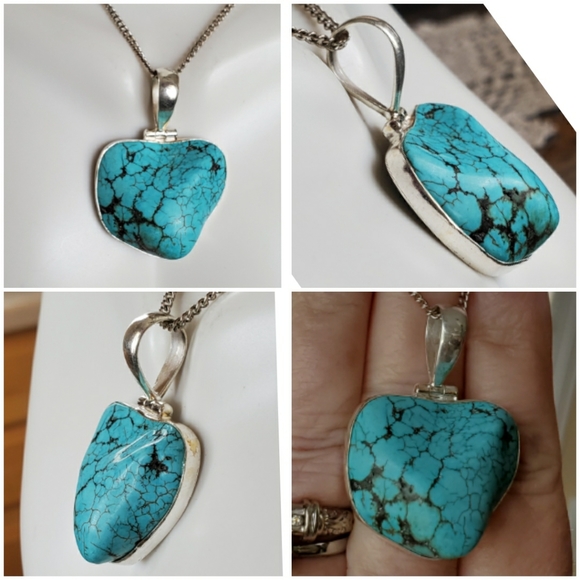 Genuine Huge Santa Rosa Turquoise Pendant - Picture 2 of 6